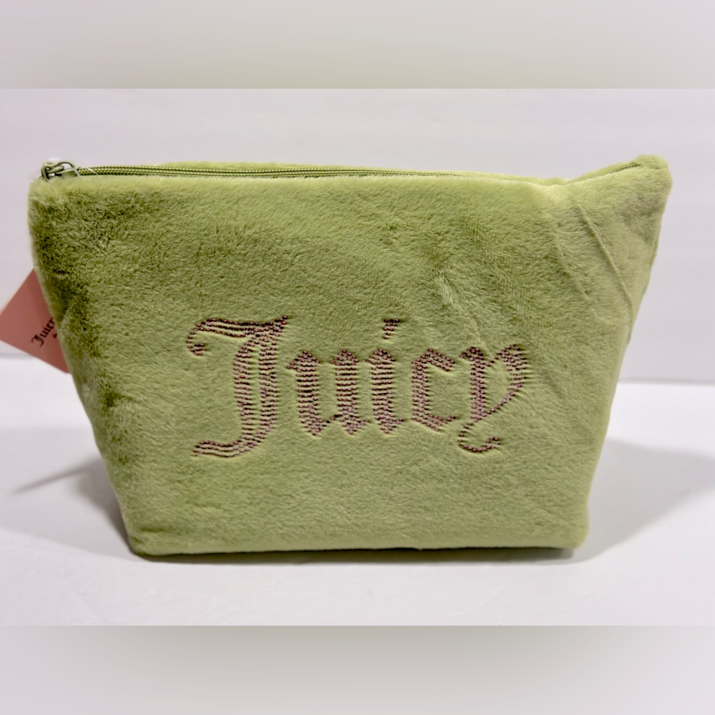 Juicy Couture Green Velvet With Shiny Rhinestones Makeup Travel Bag  Pouch